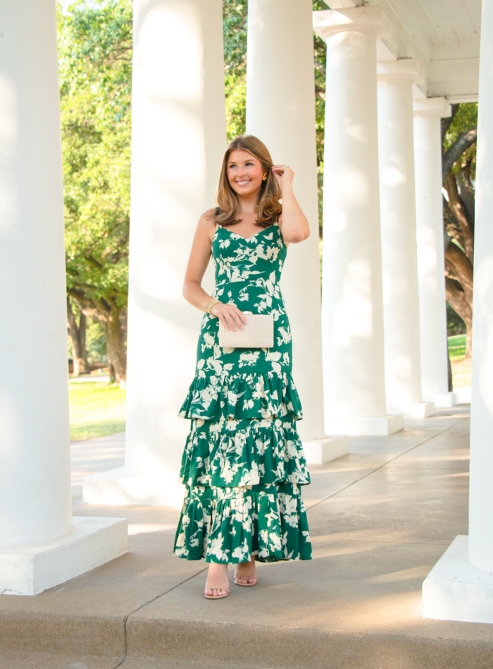 green wedding guest dress