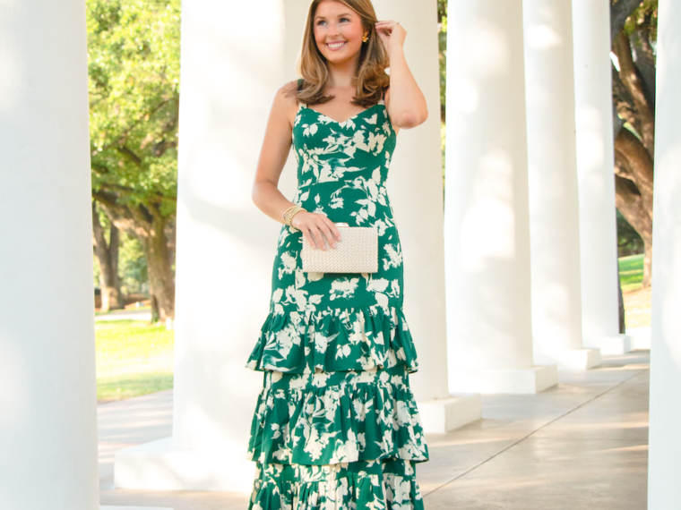 green wedding guest dress